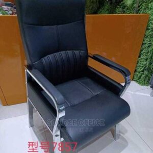 padded leather visitor chair fixed arms