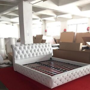beige fabric desk bed