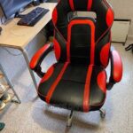 black leather office chair with chrome frame