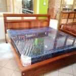 Oak Wooden Storage Bed Frame with Built-In Drawers