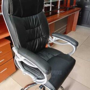 chrome base leather office chair