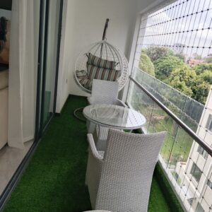 compact rattan balcony seating set