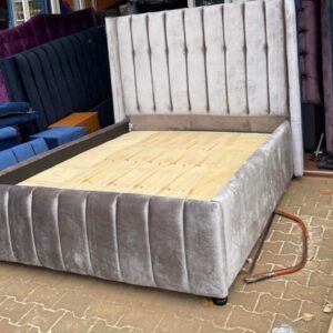 cream fabric workspace bed