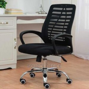 durable black office chair with wheels