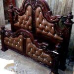 Premium King Size Wooden Bed Frame with Walnut Finish