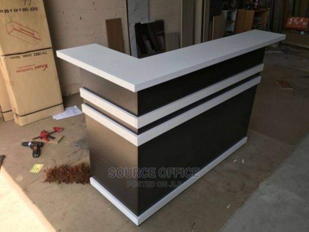 elegant-office-lobby-desk Commercial Reception Counter Desk Uganda Modern Furniture Durable Wooden Office Build - Image 1