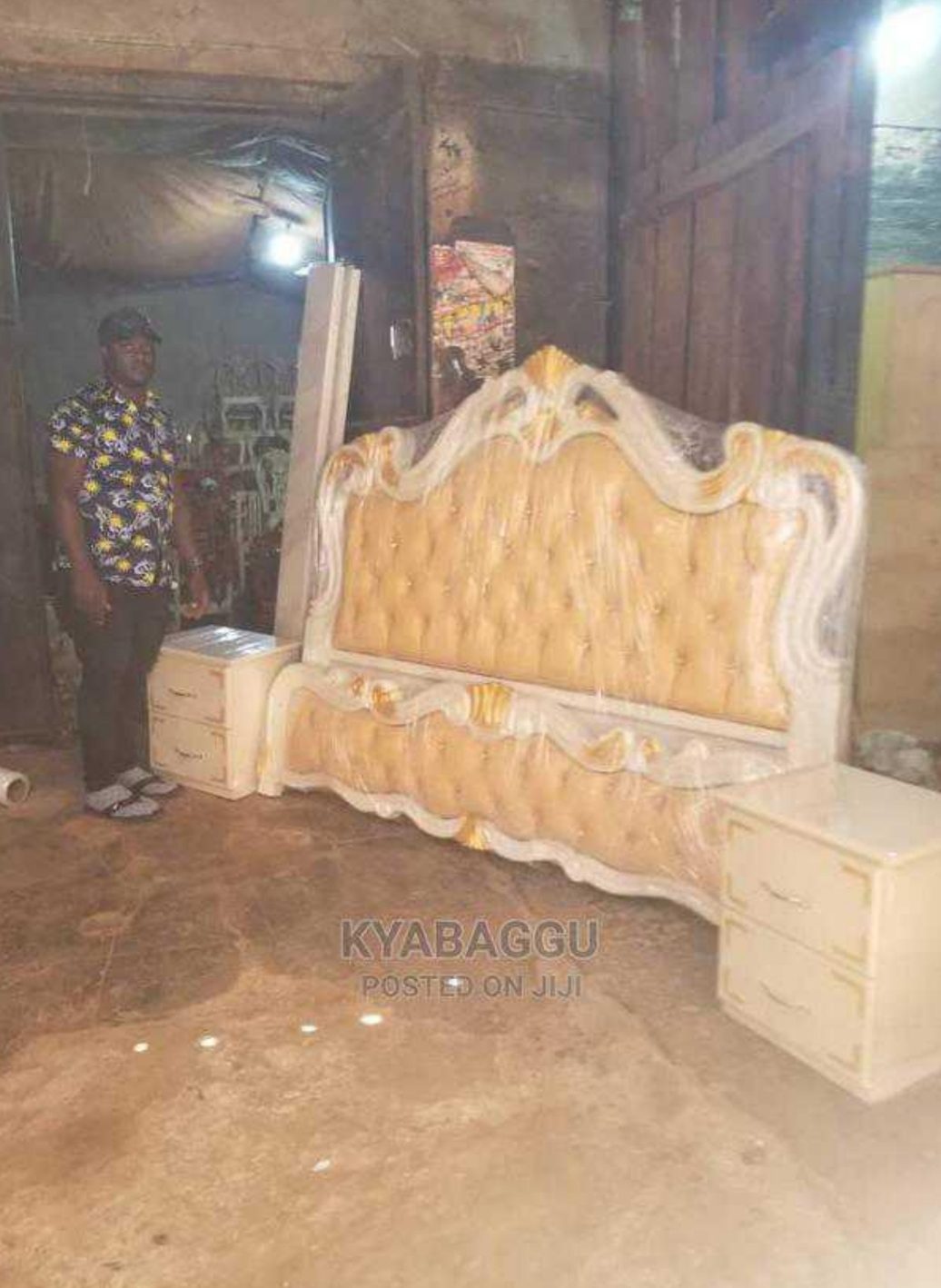 elegant-solid-oak-bed-frame-sourceoffice-uganda Contemporary King Size Wooden Bed Frame with Storage Drawers Kampala - Image 1