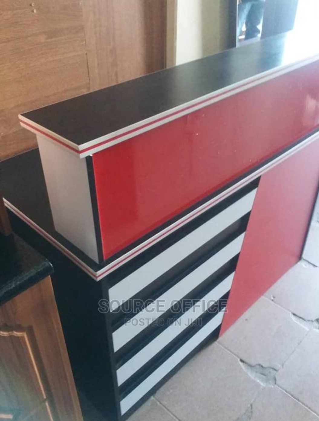 executive-reception-furniture-black-white Reception Counter Desk with Smooth Drawer Operation Uganda - Image 1