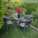 family patio dining set with glass table