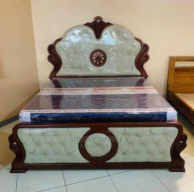 modern-solid-oak-wooden-bed-frame-uganda Solid Oak Wooden Bed Frame with High Headboard ? Single Size in Uganda - Image 1
