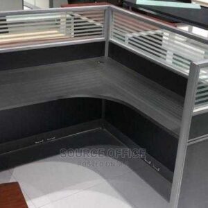 modern two way workstation with glass divider