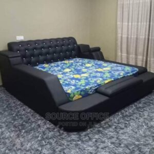 navy blue bookshelf headboard bed