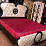 navy blue fabric study bed