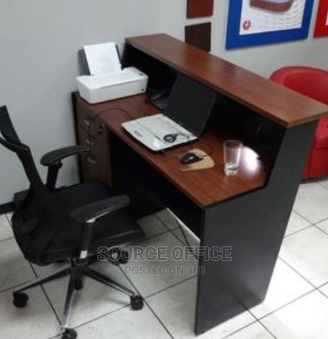 professional-front-office-counter Clinic Reception Desk Wooden Counter with Storage Uganda - Image 1