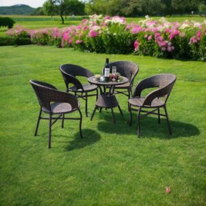 rattan balcony set with glass table