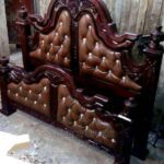 Contemporary Four Poster Bed Frame in Walnut Finish Kampala