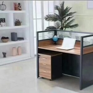 shared desk with glass privacy panels
