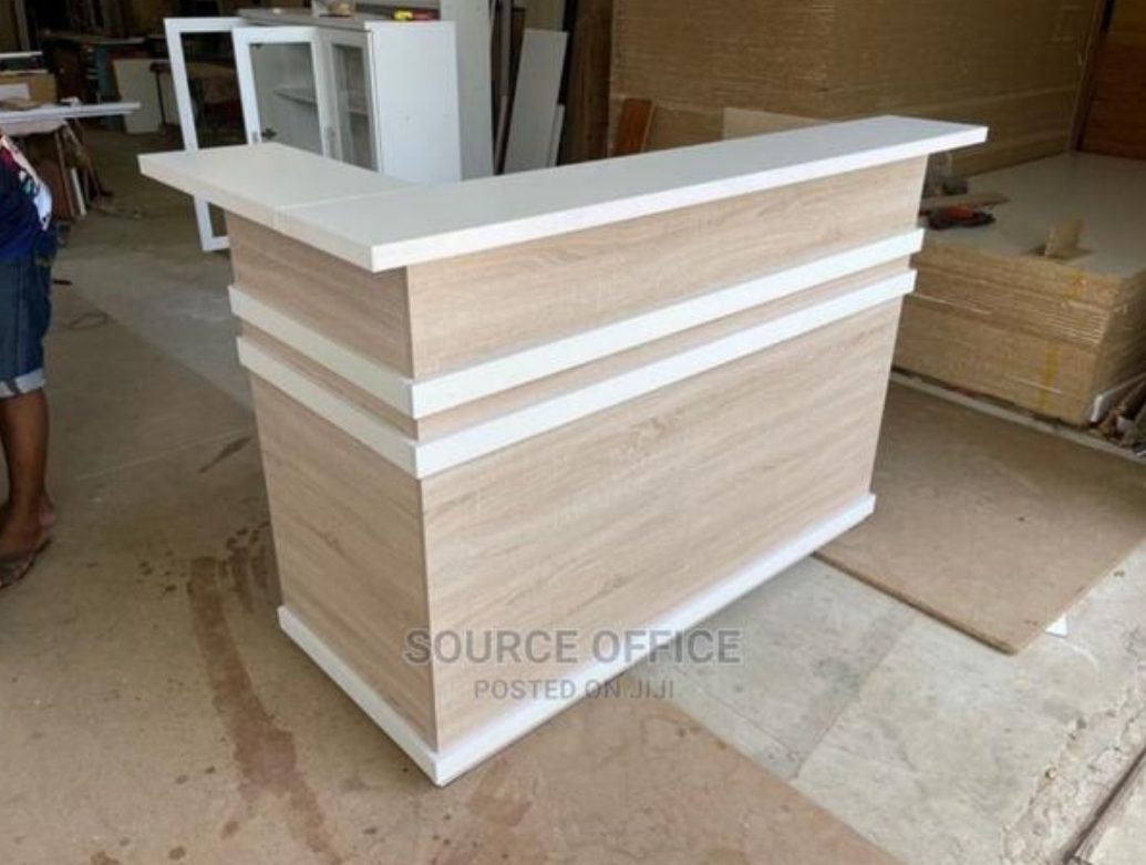 stylish-wooden-office-front-desk Commercial Reception Counter Desk Uganda Modern Furniture for High Traffic Reception Areas - Image 1