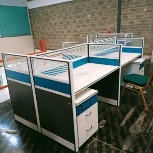 two way office workstation with glass divider
