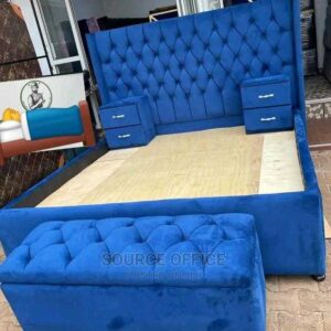 upholstered bed with workstation