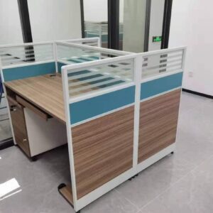 workstation desk with glass screens