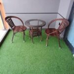 woven garden swing chair with cushions