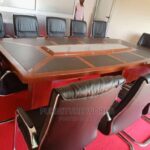 16 seater boardroom table walnut