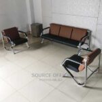 2 seat black padded airport bench