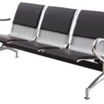black 3 seat padded airport bench