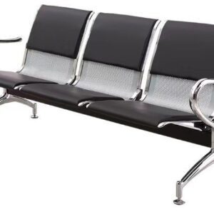 black 3 seat padded airport bench