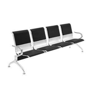 black 5 seat steel waiting chair