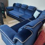 cozy upholstered sofa rounded arms