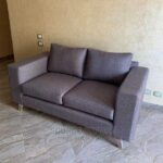 elegant beige fabric sofa metal legs