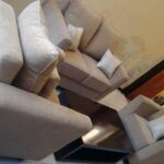 modern beige sofa rounded arms
