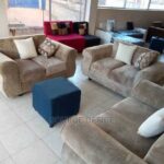 modern pink sofa rounded