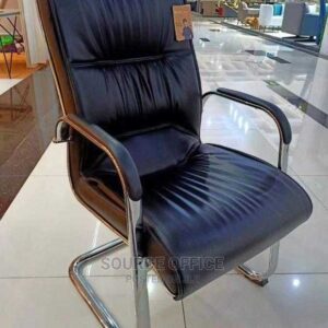premium brown leather visitor chair soft padding