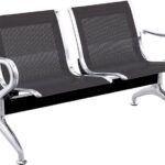 silver 4 seat airport bench