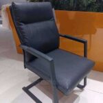 strong leather visitor chair metal legs