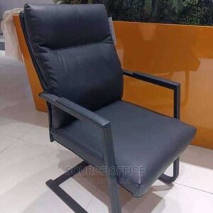 strong leather visitor chair metal legs