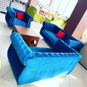 stylish beige sofa wood details
