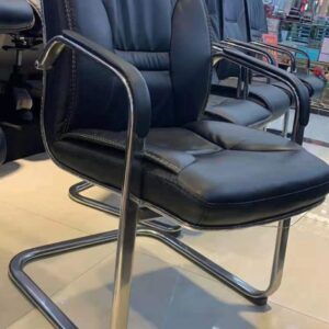 timeless black leather visitor chair
