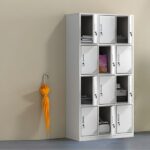 12-Door Industrial Locker Cabinet ? Secure Metal Storage Unit for Office & Gym