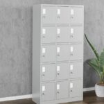 15-Locker Steel Office Storage Cabinet ? Heavy Duty Lockable Organizer Unit