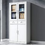 2-Door Half Glass Metal Filing Cabinet Lockable Office Storage Unit