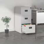 3-Drawer Steel File Cabinet Lockable Heavy Duty Office Storage Unit