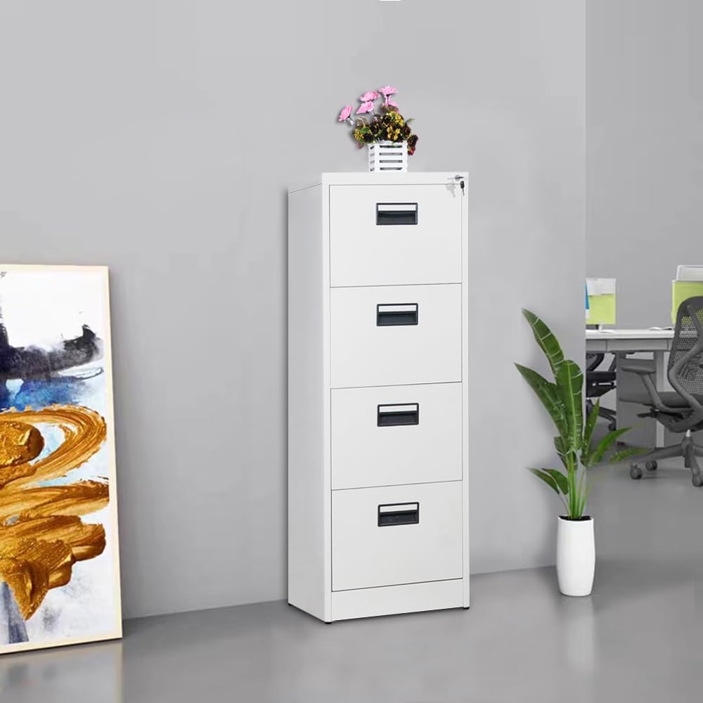4-drawer-metal-filing-cabinet-heavy-duty-office-storage 4-Drawer Metallic Filing Cabinet Heavy Duty Lockable Office Storage Unit - Image 1