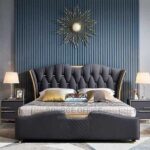 beige button tufted study bed frame