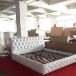 beige fabric desk bed