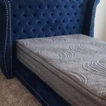 beige linen study bed