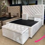 beige study bed frame